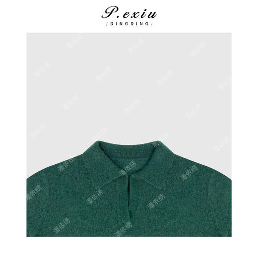 A008潘依绣丁丁宠粉马海毛羊毛法式简约慵懒风休闲POLO领针织上衣Q45628 商品图2