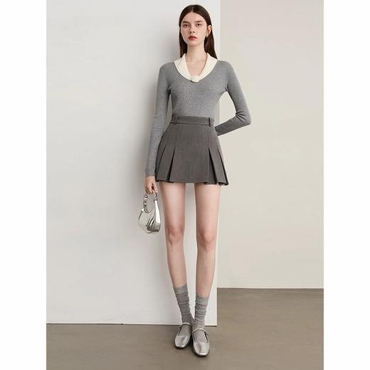 馥迦法式灰色花朵翻领针织衫 ｜ 白玫瑰点缀，诠释法式浪漫，优雅高级！ 商品图5