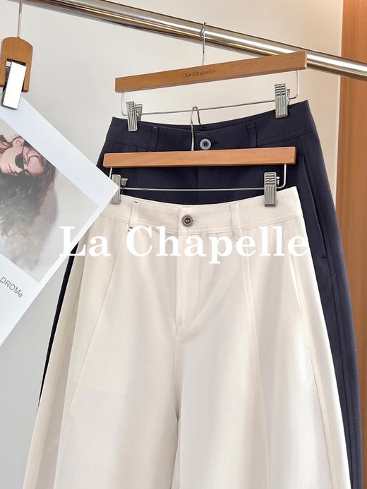 专柜实拍【透气亚麻】拉夏贝尔/La Chapelle垂感舒适通勤西装裤2026新款高腰显瘦直筒阔腿裤 商品图9