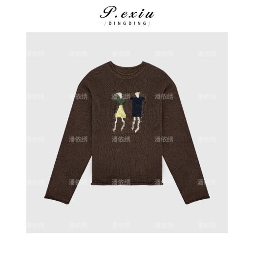 A008潘依绣丁丁宠粉春季新款韩系卡通提花针织长袖上衣 Q25053 商品图0