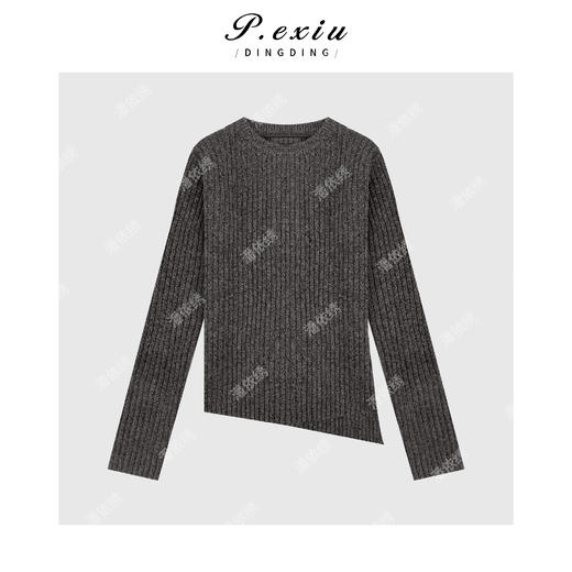 04-2潘依绣丁丁宠粉法式不规则侧开叉圆领气质针织毛衣Q16583 商品图0
