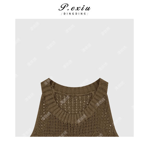 04-3潘依绣丁丁宠粉纯亚麻度假挂脖针织背心Q93001 商品图2