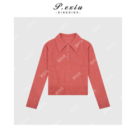 04-2潘依绣丁丁宠粉港味复古翻领针织毛衣 Q56040 商品图0
