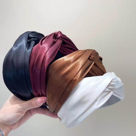 丁摩 醋酸流光缎面发箍宽边高级感黑色头箍秋冬简约发窟发箍洗脸女外带5ZF-1192 商品图2