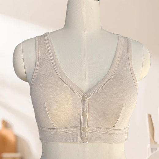 素道有机彩棉大码文胸 前开扣内衣 无钢圈 B罩杯A类 宽带文胸内衣 商品图1