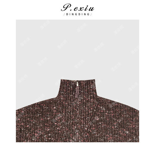 A008潘依绣丁丁宠粉100%羊毛复古花纱加厚立领长袖拉链针织开衫Q95841 商品图2