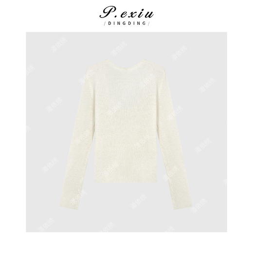 04-2潘依绣丁丁宠粉韩系简约慵懒风U领针织上衣Q8891 商品图1
