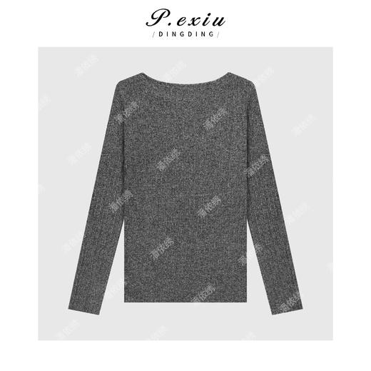 04-2潘依绣丁丁宠粉设计感竖条针织长袖上衣Q19302 商品图1