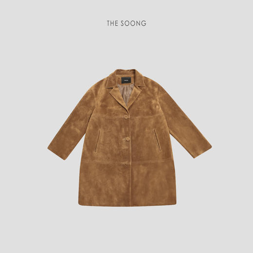 THESOONG|新款女装纯羊皮细腻肌理廓形西装领中长款皮衣外套HBDY7758 商品图1