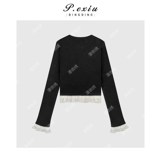 04-1潘依绣丁丁宠粉气质圆领花苞袖针织短上衣Q15000 商品图1