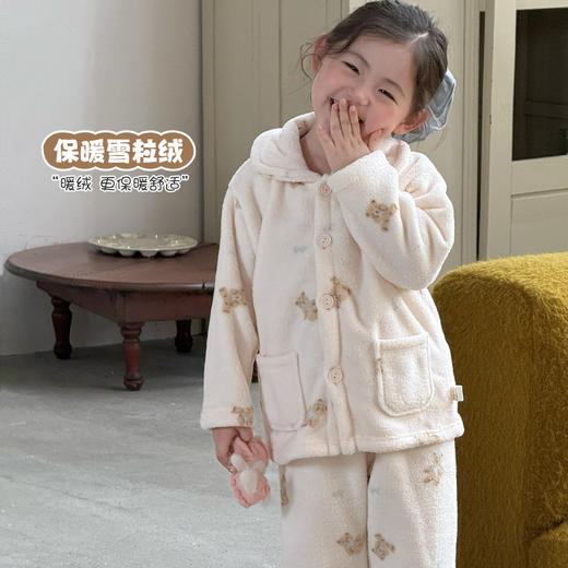 【99元起2套】面包兔儿童珊瑚绒家居服2025秋冬男童女童加厚加厚牛奶绒睡衣套装 商品图6