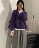 【Max Daex 茄子紫毛衣】毛茸茸外套!这款紫色浣熊绒针织开衫，V领+纽扣设计，穿脱方便，宽松版型慵懒又显气质 商品缩略图2