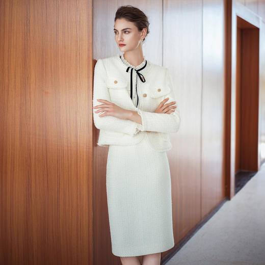 IWY/小香风西装套裙女高级感米白色通勤职业装美容院工作服正装CS2550 商品图0