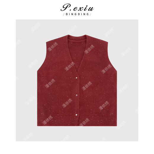 04-3潘依绣丁丁宠粉韩系复古慵懒风V领针织背心Q42956 商品图0