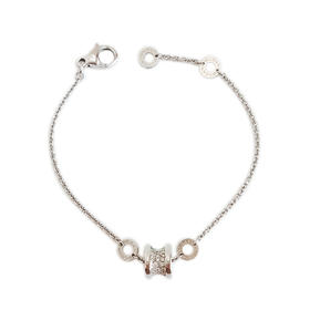 【95新】BVLGARI宝格丽B.zero1系列350898 18K白金满钻小蛮腰弹簧手链 链长约19cm女士120126AK19