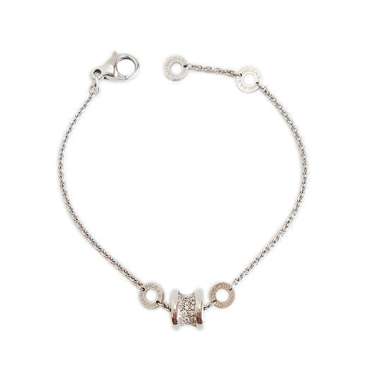 【95新】BVLGARI宝格丽B.zero1系列350898 18K白金满钻小蛮腰弹簧手链 链长约19cm女士120126AK19 商品图0