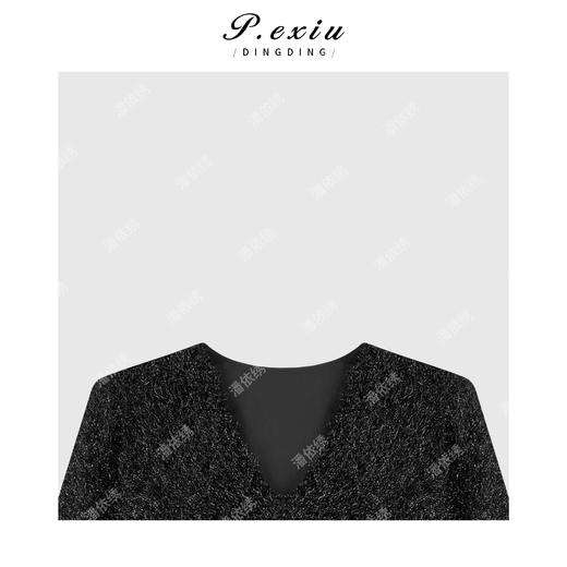 04-2潘依绣丁丁宠粉高级感亮闪闪V领针织上衣Q5318 商品图2
