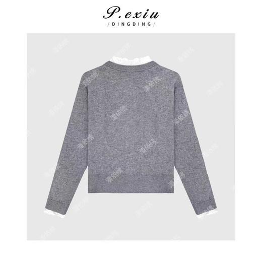 04-2潘依绣丁丁宠粉立体花边圆领蕾丝设计长袖针织开衫Q75554 商品图1