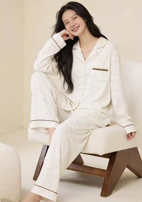 TZ竹纤维女士印花翻领分体家居套2399