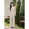 鹿向南「闲暇慵懒」燕麦色休闲裤女春季高腰直筒宽松垂坠感阔腿裤 商品缩略图3