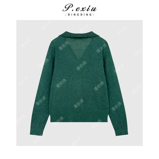 A008潘依绣丁丁宠粉马海毛羊毛法式简约慵懒风休闲POLO领针织上衣Q45628 商品图1