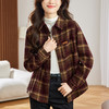 丁摩 毛呢加厚格子衬衫女秋装新款韩系复古宽松休闲衬衣女5ZF-410962 商品缩略图2