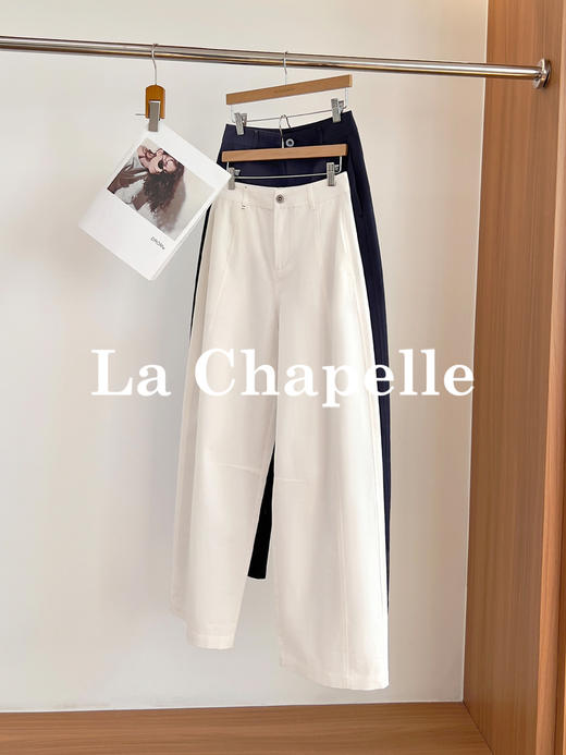 专柜实拍【透气亚麻】拉夏贝尔/La Chapelle垂感舒适通勤西装裤2026新款高腰显瘦直筒阔腿裤 商品图7