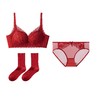 【鸿运系列！好运成套】马年结婚本命年红色内衣三件套 女套装小胸聚拢无钢圈性感蕾丝文胸罩 商品缩略图4