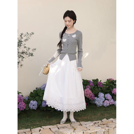 鹿向南「海边来信」法式蕾丝花边半身裙女2026春季小个子白色裙子 商品图2