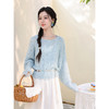 鹿向南「风信子」慵懒感蓝色针织衫女春季收腰显瘦圆领长袖上衣 商品缩略图0