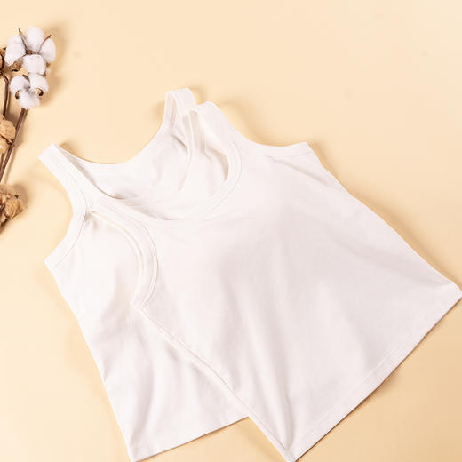 素道有机彩棉A类白色打底文胸背心 免穿内衣自带胸垫一体背心底衫 商品图0