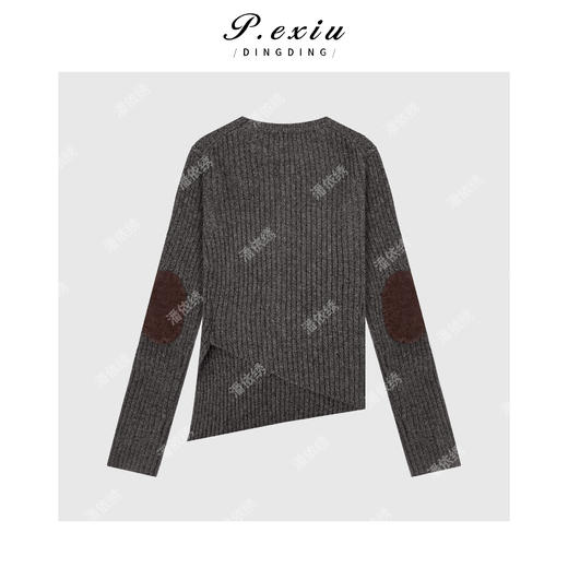 04-2潘依绣丁丁宠粉法式不规则侧开叉圆领气质针织毛衣Q16583 商品图1