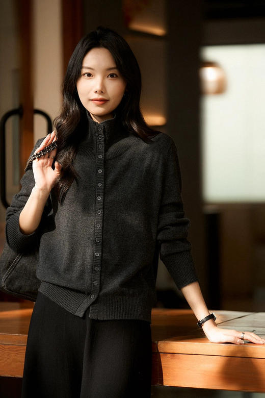 100%绵羊毛高智感率真羊毛立领毛衣 商品图3