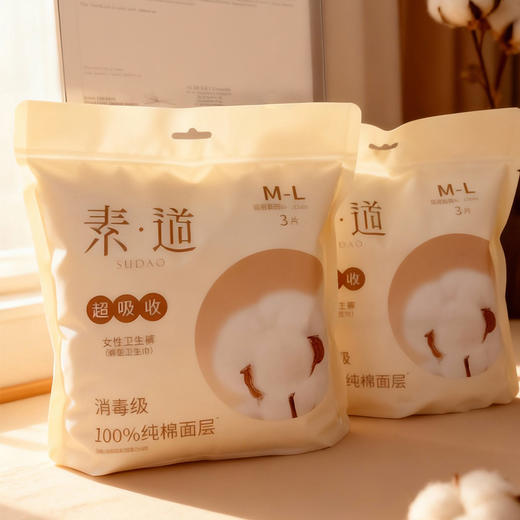 素道纯棉安睡裤 M-L适用臀围80-105cm 3片/包 高腰 商品图2