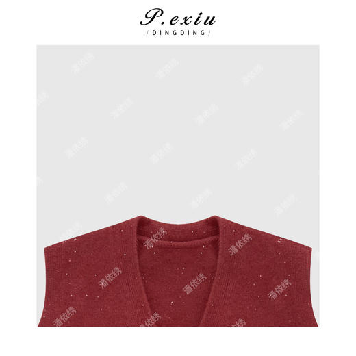 04-3潘依绣丁丁宠粉韩系复古慵懒风V领针织背心Q42956 商品图2