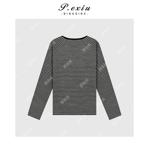 04-1潘依绣丁丁宠粉人丝圈圈纱肌理感条纹半开领针织上衣ZZ0722 商品图2