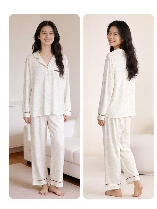 TZ竹纤维女士印花翻领分体家居套2399 商品图2