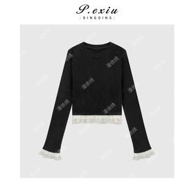 04-1潘依绣丁丁宠粉气质圆领花苞袖针织短上衣Q15000