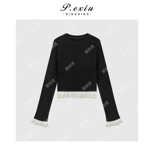 04-1潘依绣丁丁宠粉气质圆领花苞袖针织短上衣Q15000 商品图0