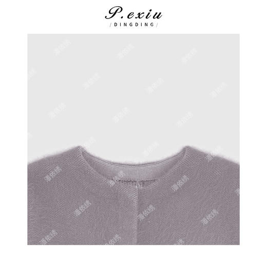 A008潘依绣丁丁宠粉兔绒法式慵懒风拉毛保暖气质圆领长袖针织开衫Q18994 商品图2