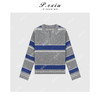 A008潘依绣丁丁宠粉羊毛撞色条纹设计感V领套头长袖针织毛衣 L2570 商品缩略图0