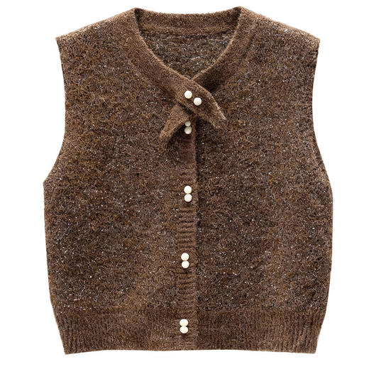 丁摩  蝴蝶领亮闪闪马甲女韩版秋冬新款针织坎肩时髦叠穿款5ZF-510024 商品图4