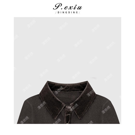 04-3潘依绣丁丁宠粉极简拼接丝绒假两件针织上衣Q4259 商品图2