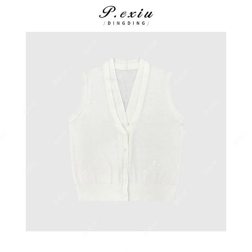 04-1潘依绣丁丁宠粉【漫长夏日】羊-毛-宽袖双层V领针织马甲ZZ0853 商品图1