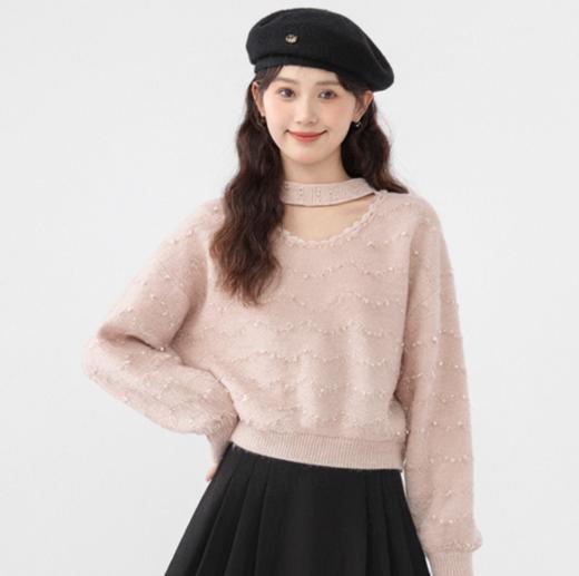 奢姿大码女装2025冬季时尚温柔肌理针织衫胖妹妹气质显瘦休闲上衣9054654017 商品图0