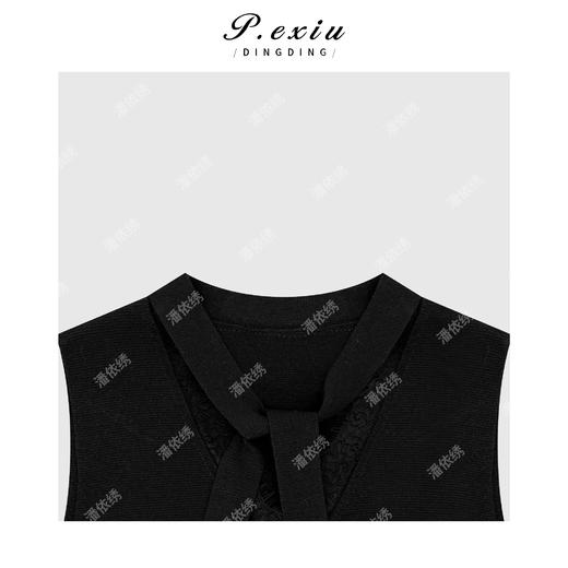 排扣V领蕾丝系带针织背心Q97842 商品图2