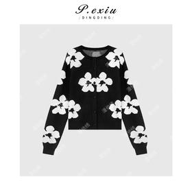 04-2潘依绣丁丁宠粉松弛感复古花朵针织开衫Q6418