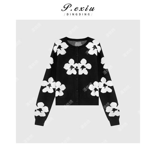 04-2潘依绣丁丁宠粉松弛感复古花朵针织开衫Q6418 商品图0