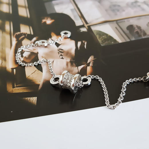 【95新】BVLGARI宝格丽B.zero1系列350898 18K白金满钻小蛮腰弹簧手链 链长约19cm女士120126AK19 商品图4