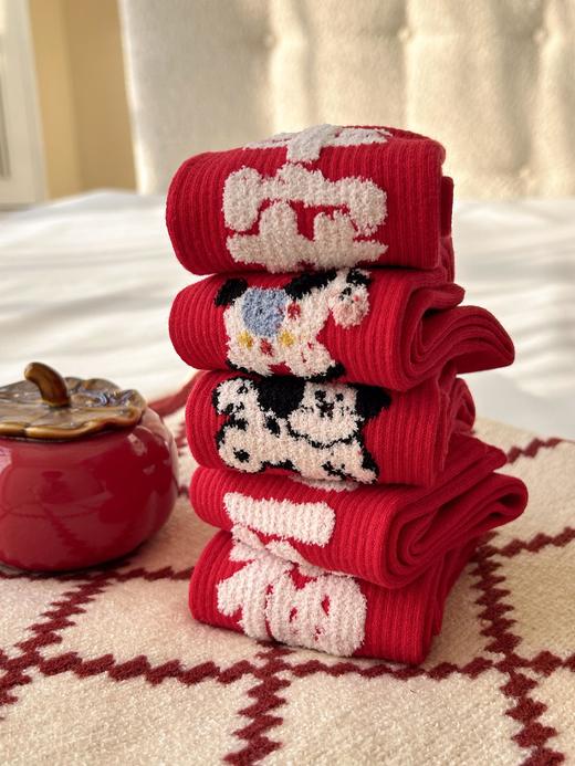 【喜乐小马开运袜5双】拿捏开运仪式感，新年穿搭必备!中长款，保暖又洋气!脚底还带“踩xia0人"刺绣 商品图1